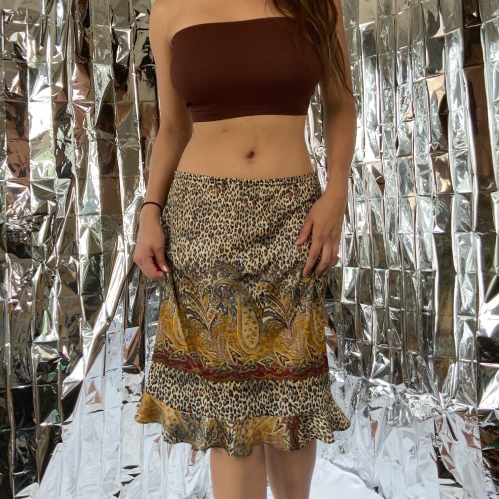 Paisley leopard Y2K ruffle skirt